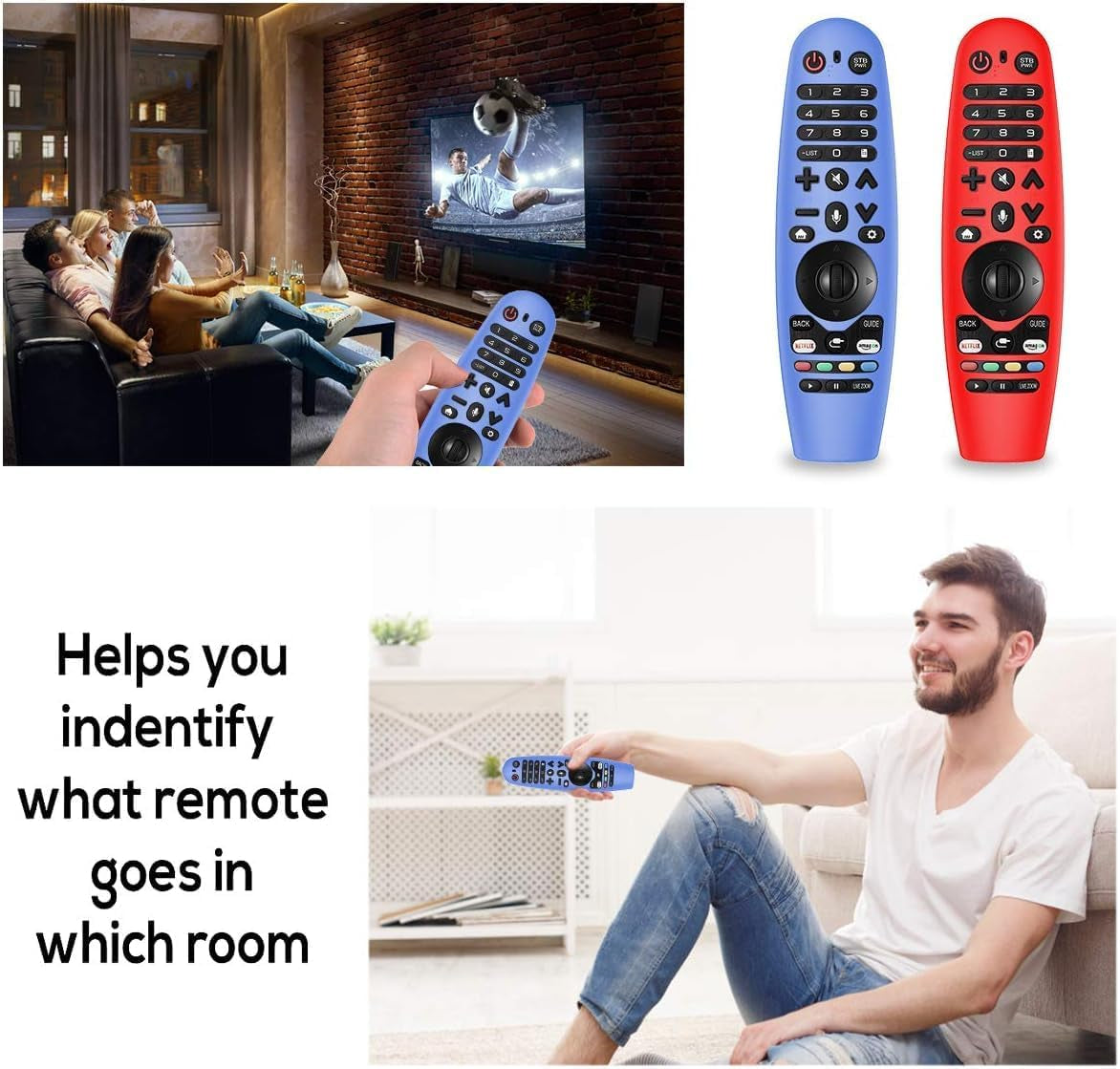 2 Packs Silicone Remote Cover for LG AN-MR19BA / LG AN-MR18BA / LG AN-MR600 / LG AN-MR650/ Magic Remote Control,  Lightweight Protective Case Cover with Lanyard for LG Smart TV Remote
