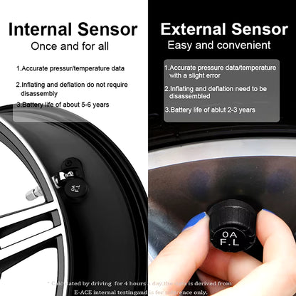 Smart TPMS Car Tire Pressure Alarm Monitor System 4 Sensors Display Solar Intelligent Tyre Pressure Temperature Warning